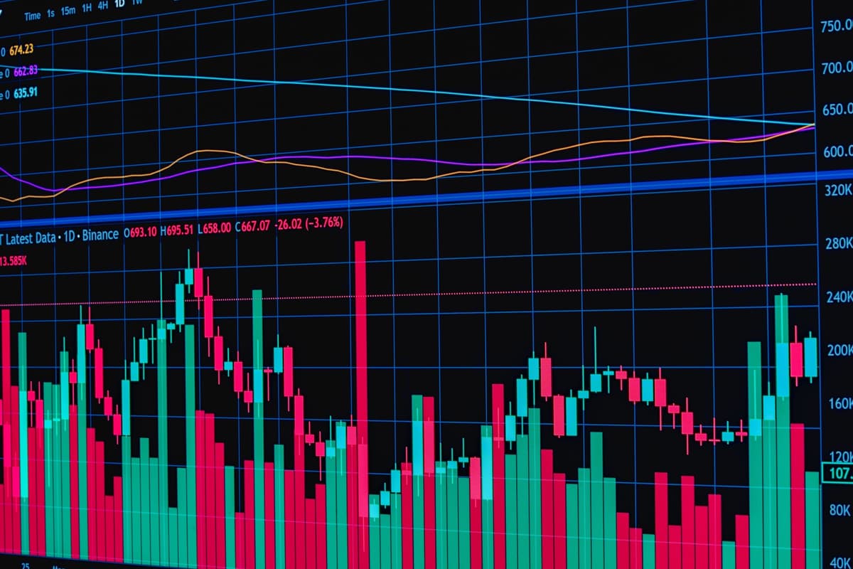 Financial trading chart display representing value creation